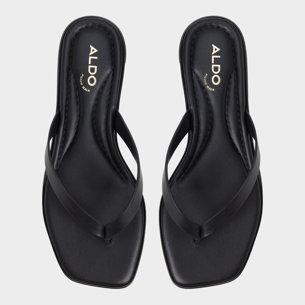 Theao Black Women's Flats - Flip flop