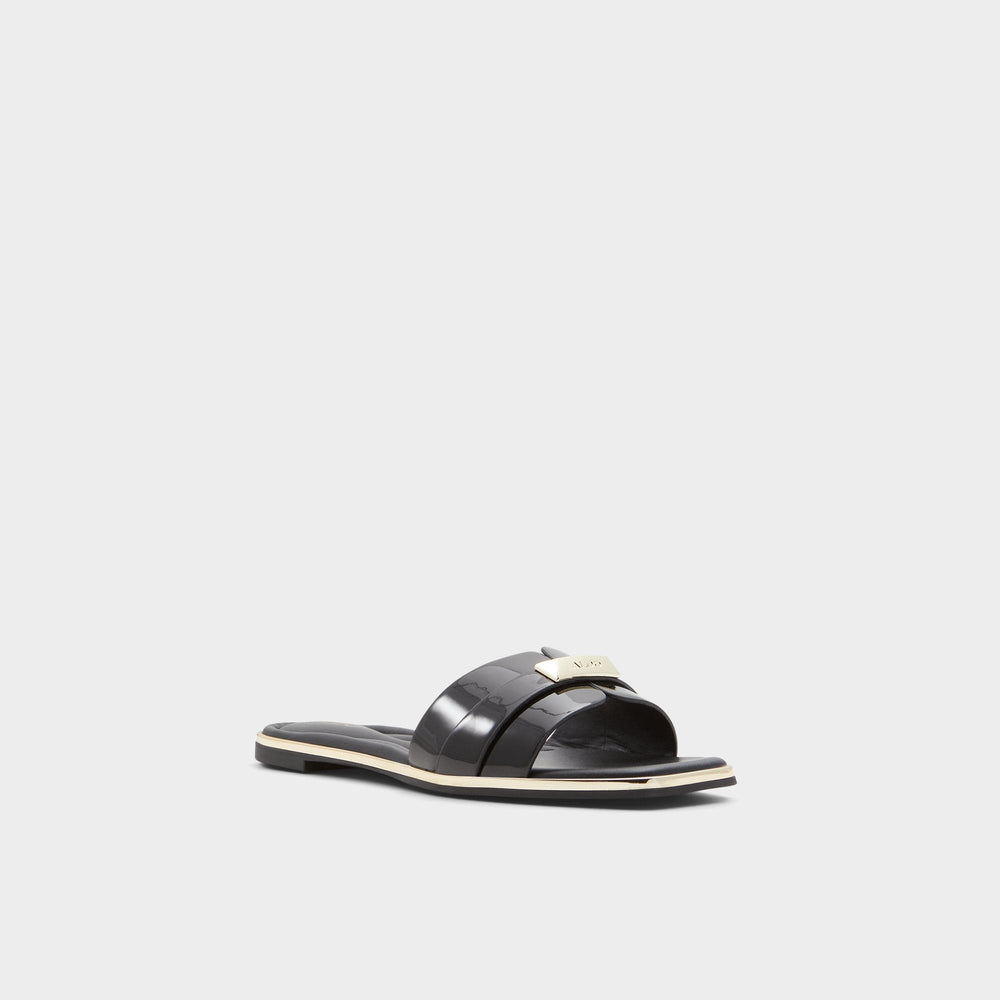 Darine Black Women's Flats - Slide sandal