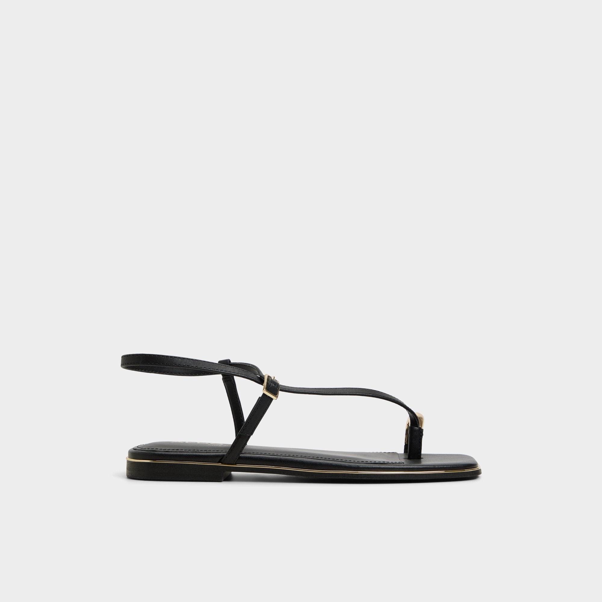 Jomalina Black Women's Flats - Strappy flat sandal