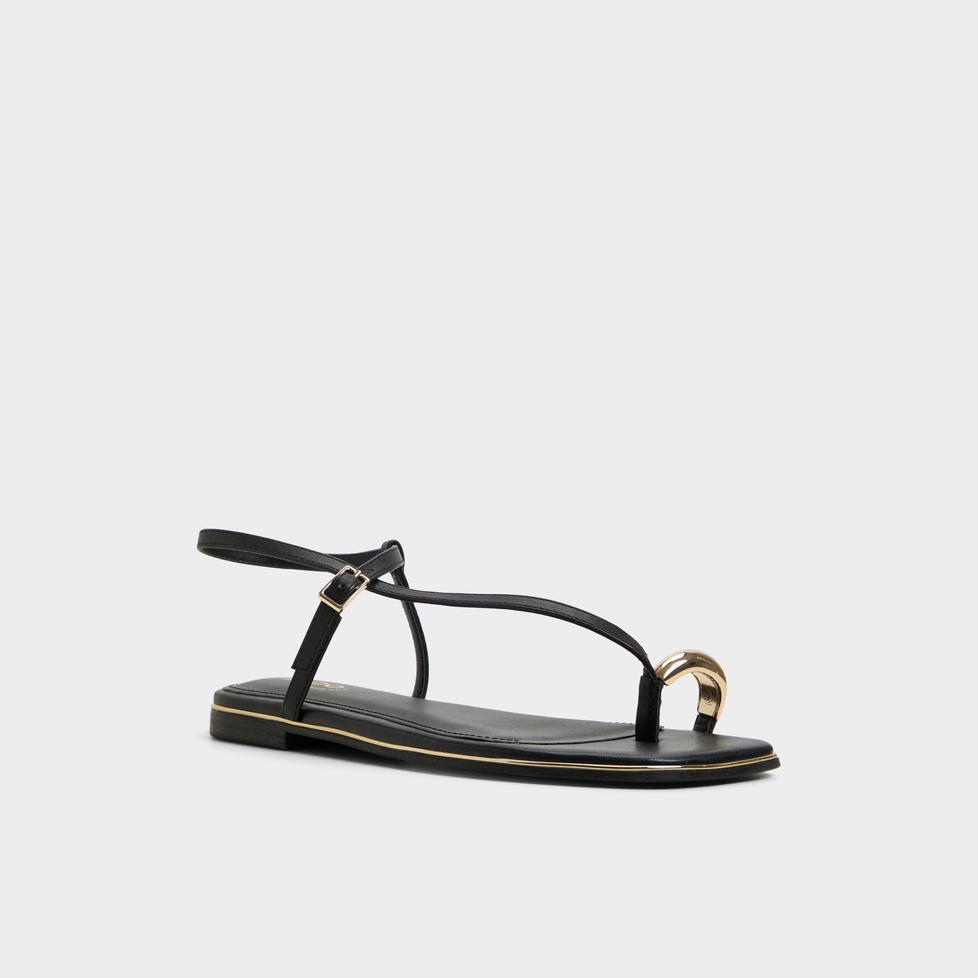 Jomalina Black Women's Flats - Strappy flat sandal