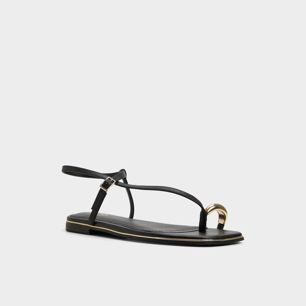 Jomalina Black Women's Flats - Strappy flat sandal