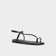Jomalina Black Women's Flats - Strappy flat sandal
