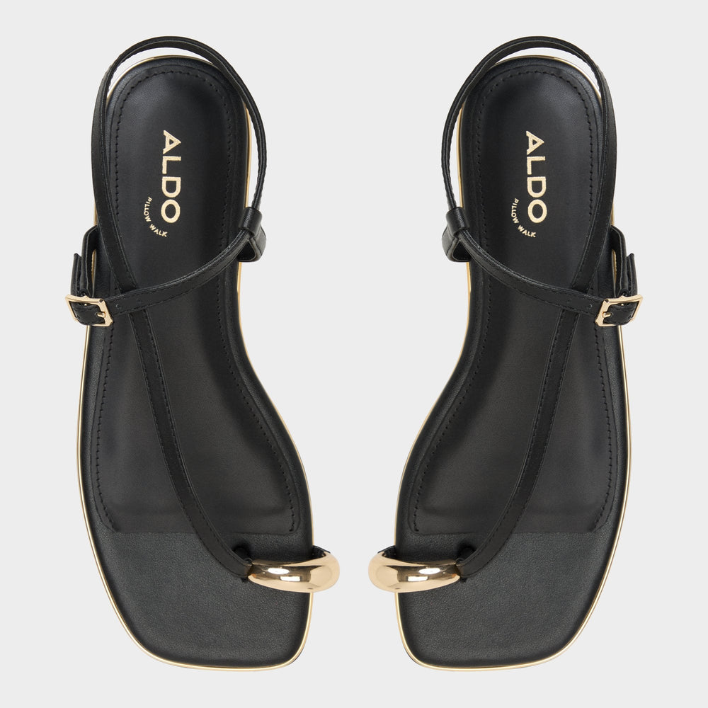 Jomalina Black Women's Flats - Strappy flat sandal