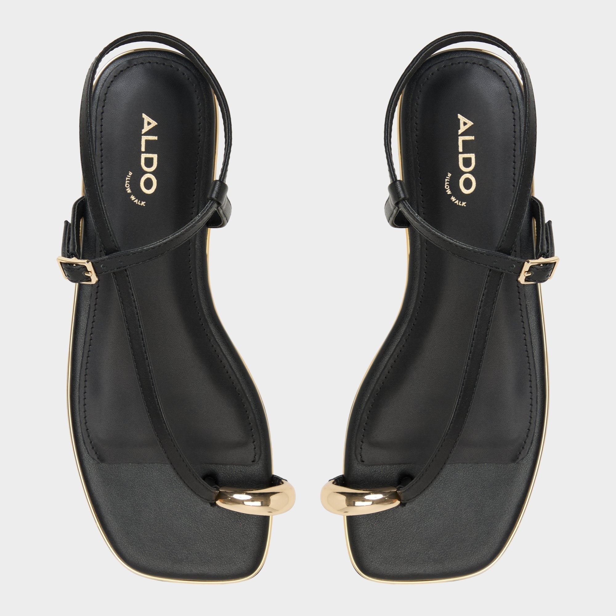 Jomalina Black Women's Flats - Strappy flat sandal
