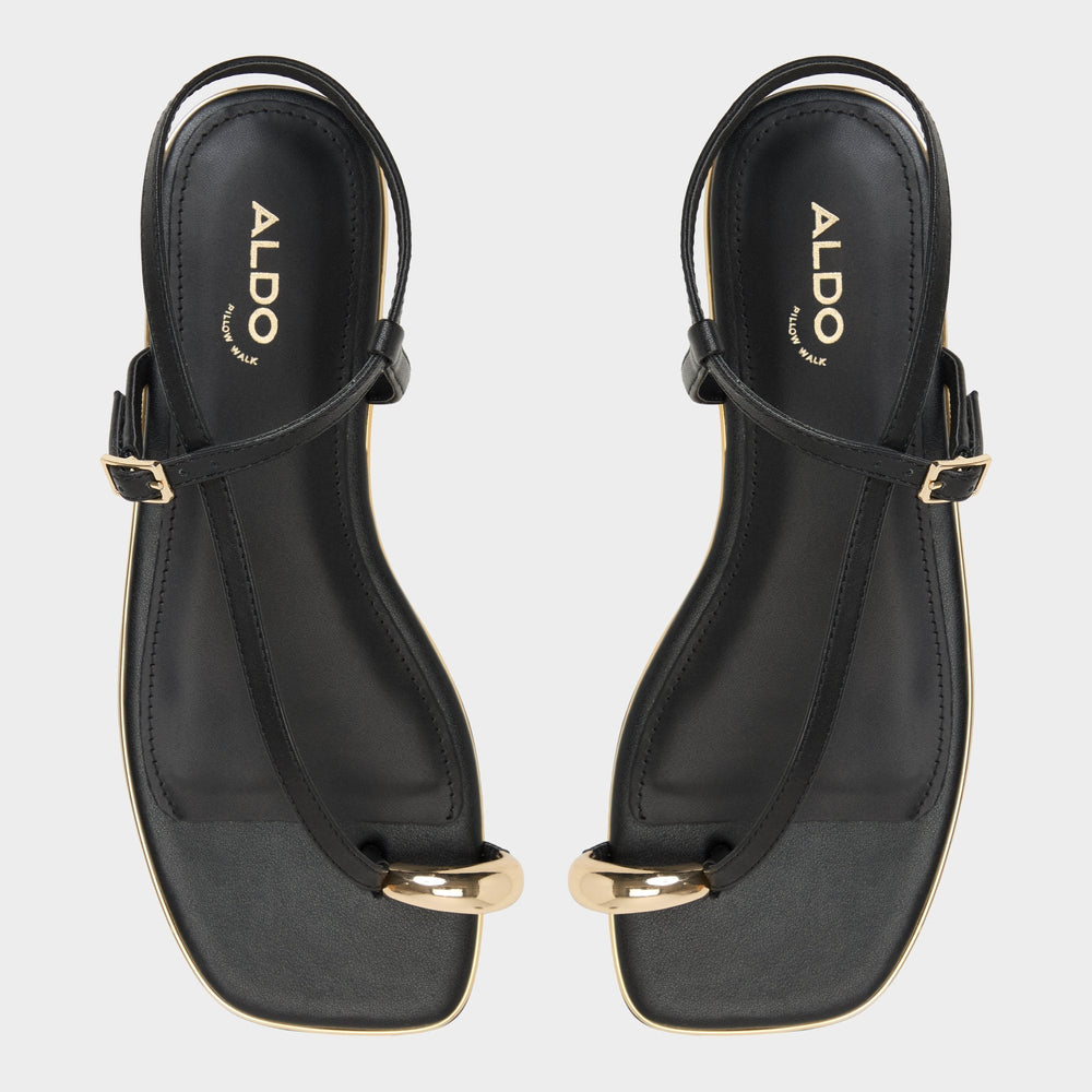 Jomalina Black Women's Flats - Strappy flat sandal