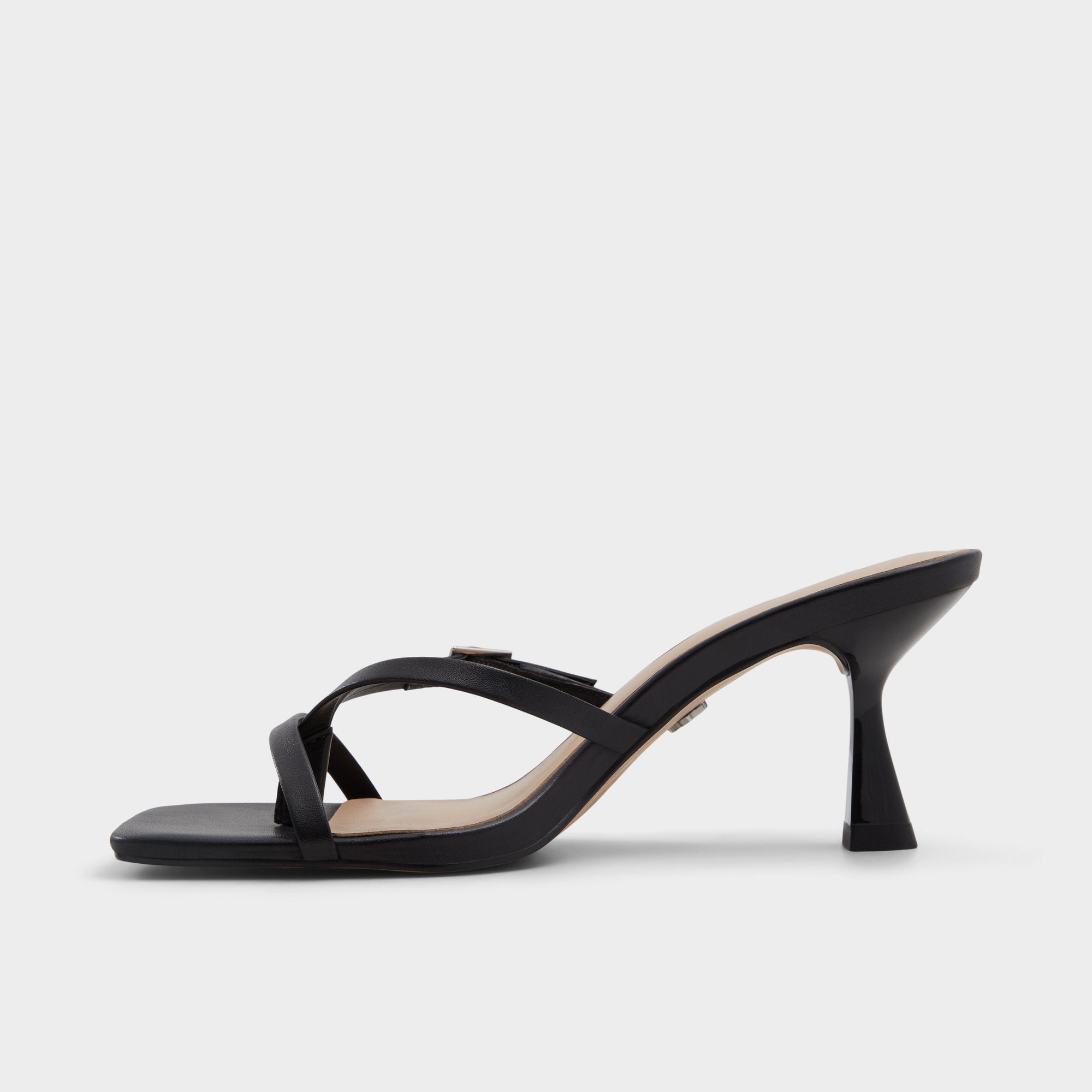 Gannever Black Women's Thong Sandals - Heeled flip flop Stiletto heel