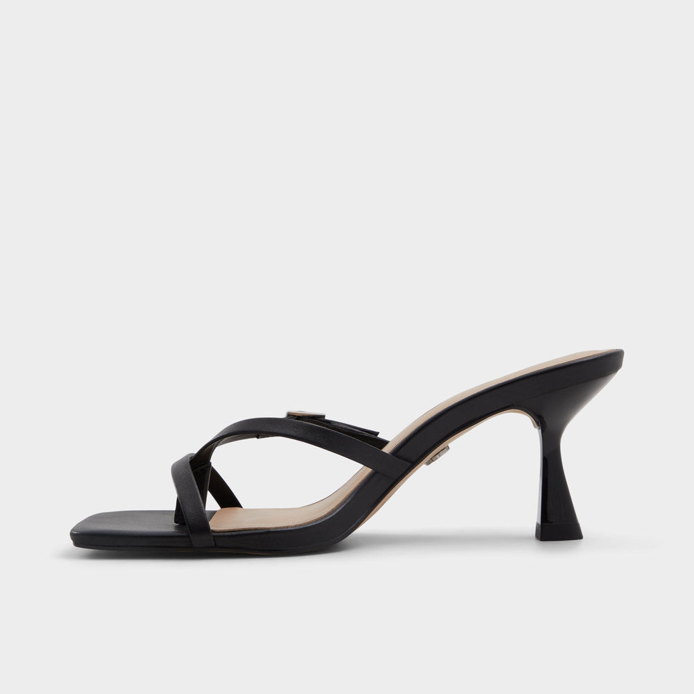 Gannever Black Women's Thong Sandals - Heeled flip flop Stiletto heel