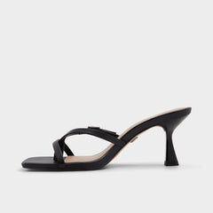 Gannever Black Women's Thong Sandals - Heeled flip flop Stiletto heel