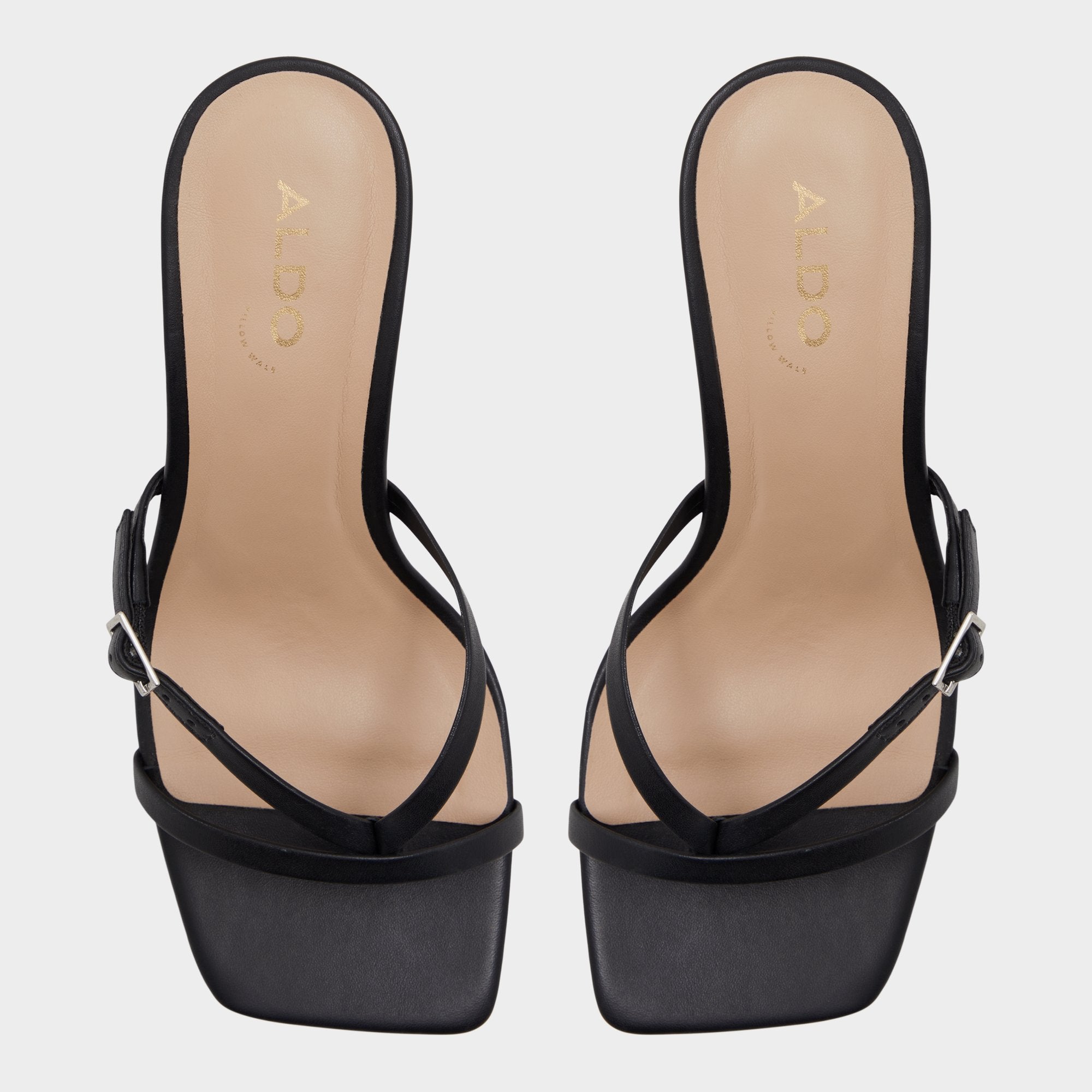 Gannever Black Women's Thong Sandals - Heeled flip flop Stiletto heel