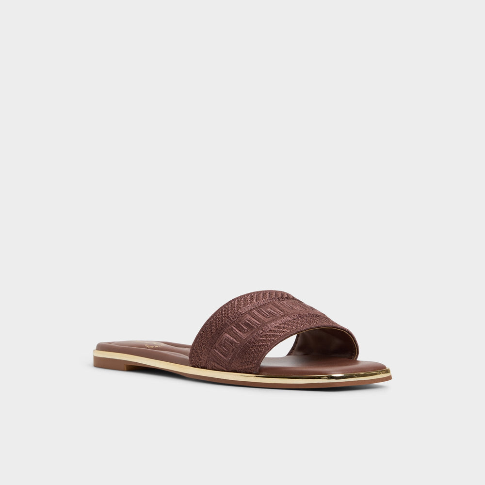 Oceania Medium Brown Women's Flats - Slide sandal