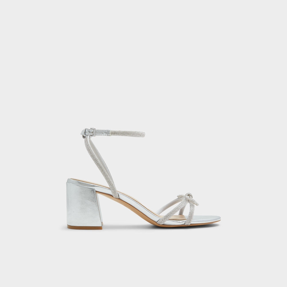 Bouclette Silver Women's Block heels - Strappy heeled sandal Block heel
