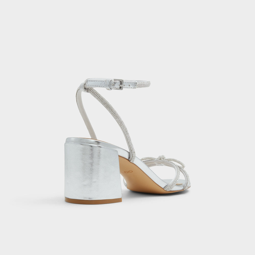 Bouclette Silver Women's Block heels - Strappy heeled sandal Block heel