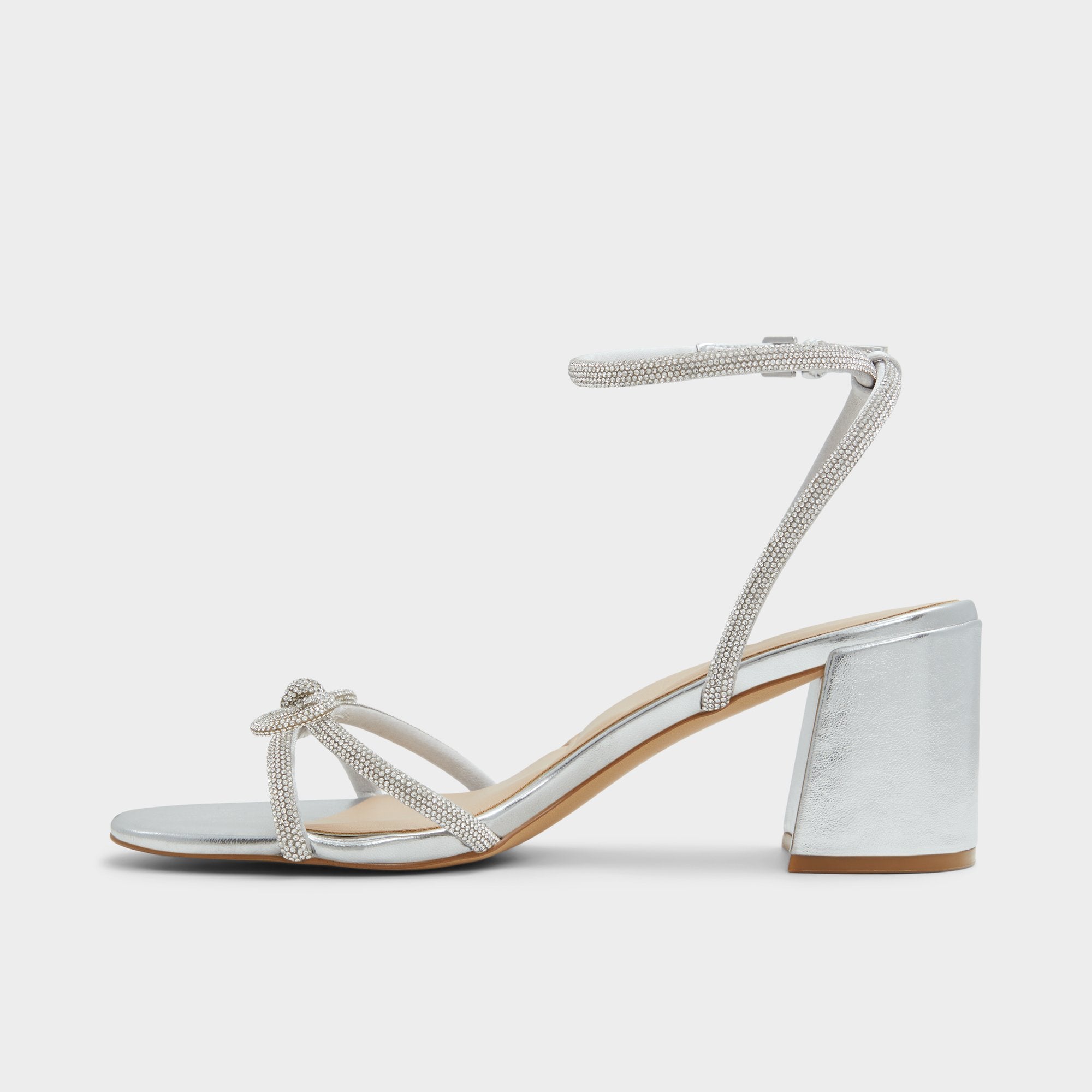 Bouclette Silver Women's Block heels - Strappy heeled sandal Block heel