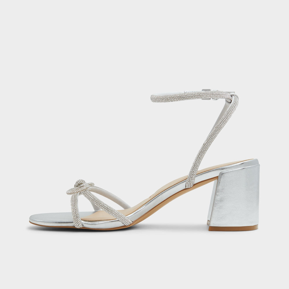 Bouclette Silver Women's Block heels - Strappy heeled sandal Block heel