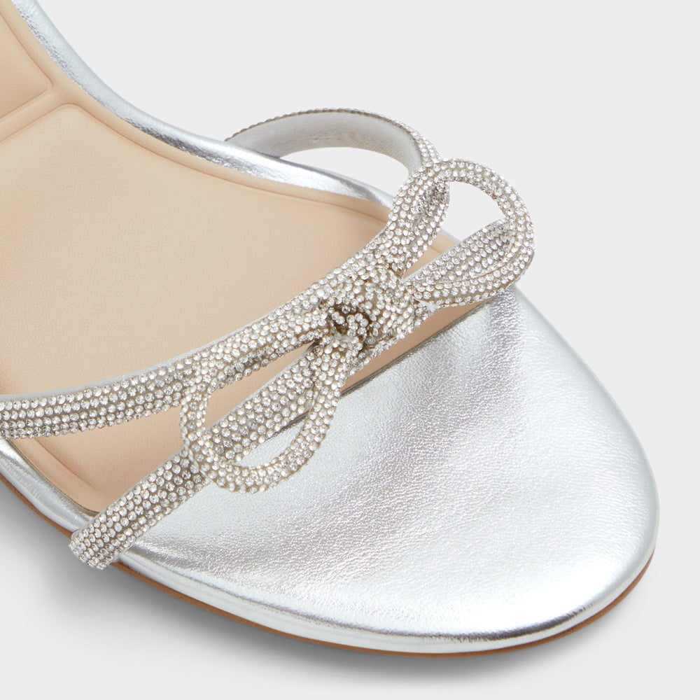Bouclette Silver Women's Block heels - Strappy heeled sandal Block heel