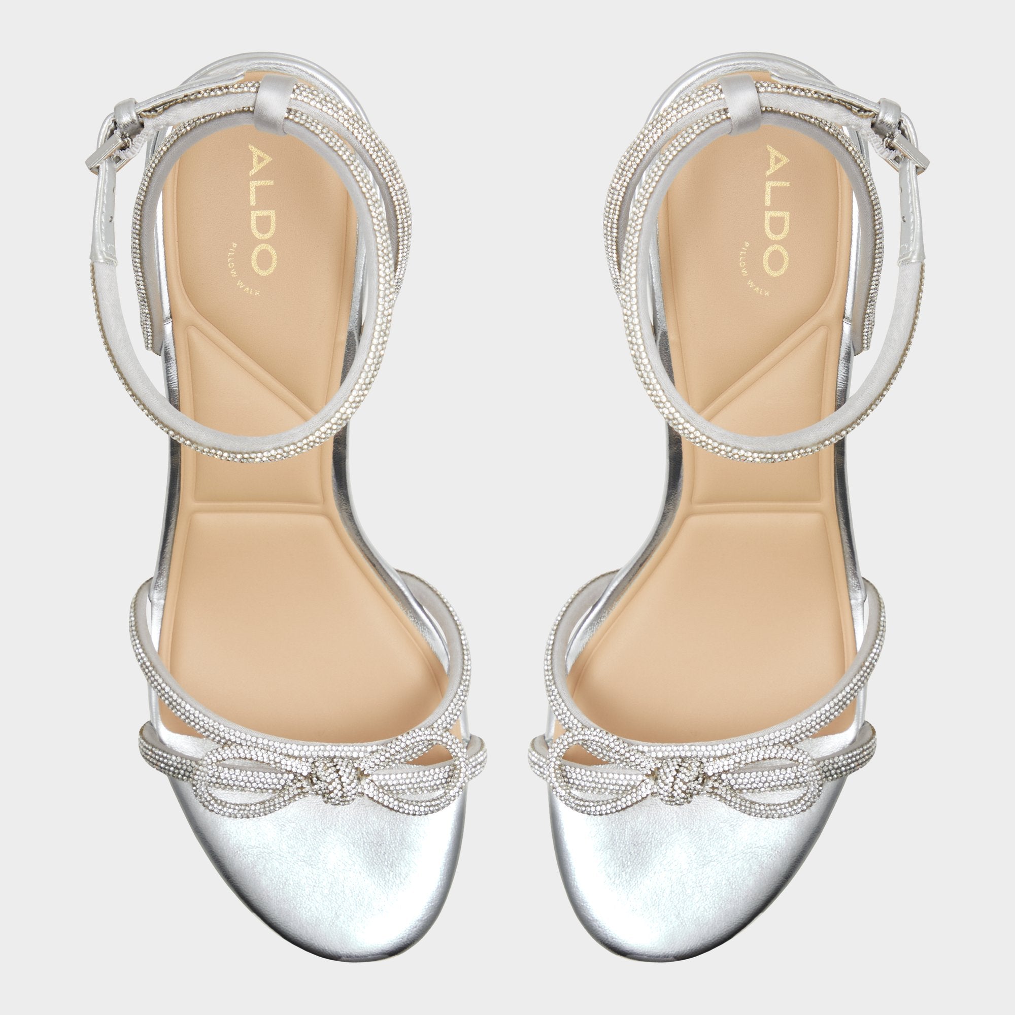 Bouclette Silver Women's Block heels - Strappy heeled sandal Block heel