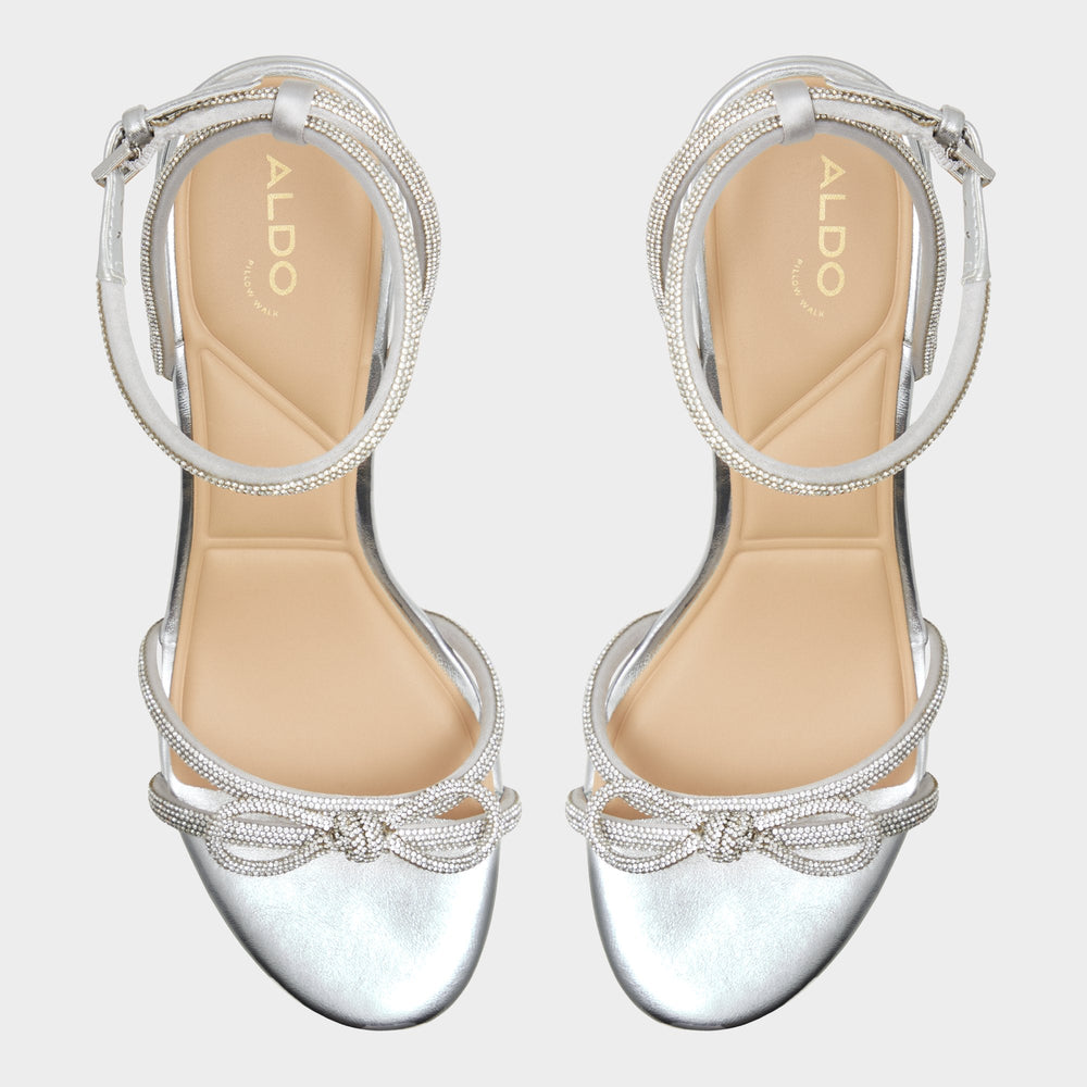 Bouclette Silver Women's Block heels - Strappy heeled sandal Block heel