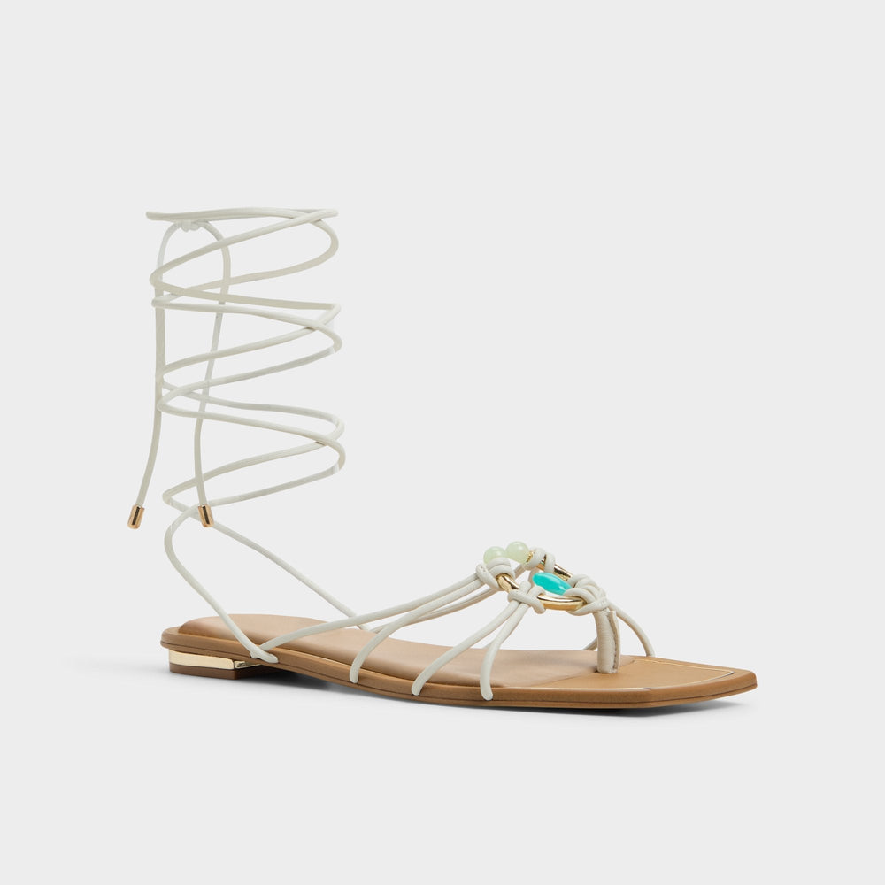 Nirena White/Bone Women's Flats - Strappy flat sandal