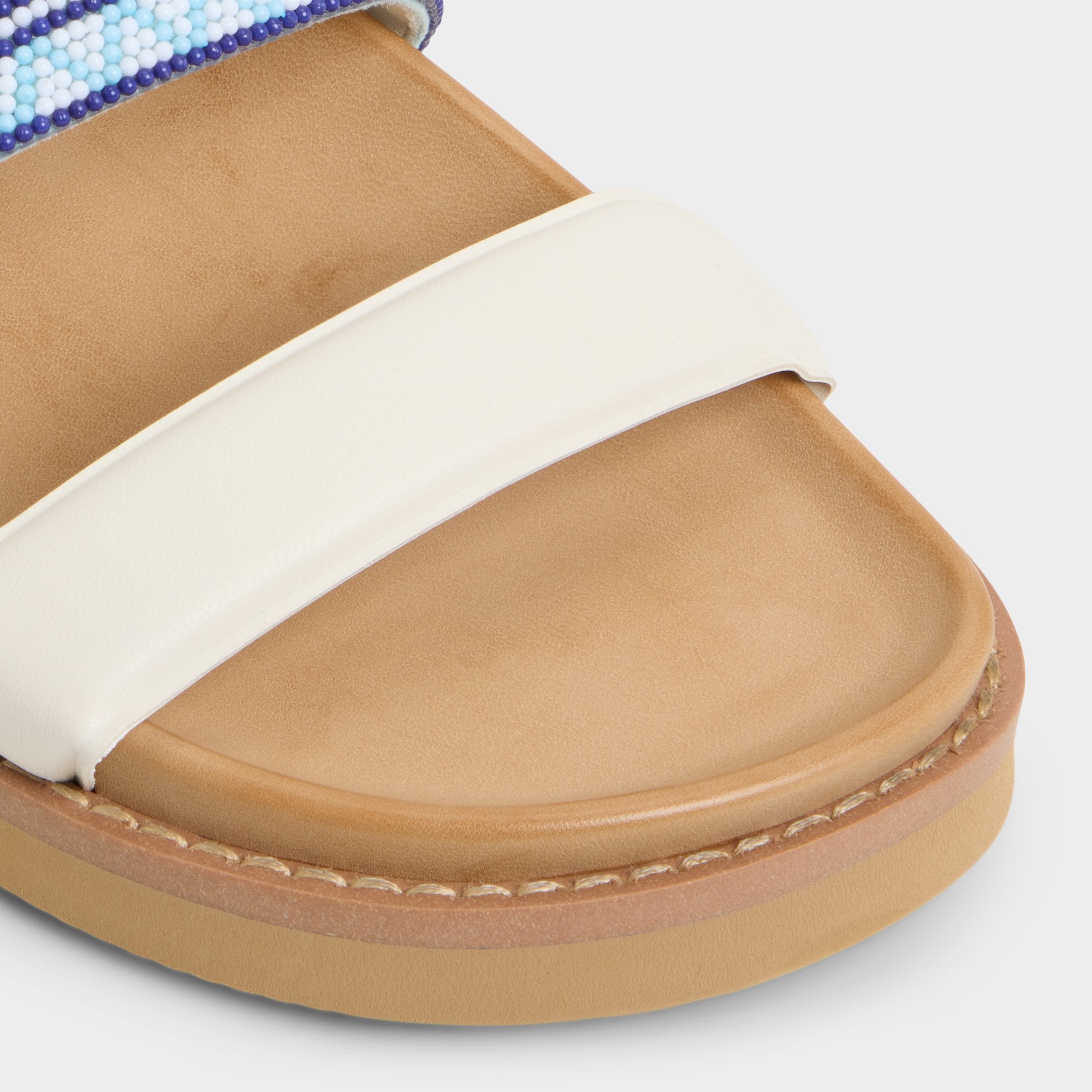 Beachvacay White/Blue Women's Footbed sandals - Slide sandal Footbed sandal