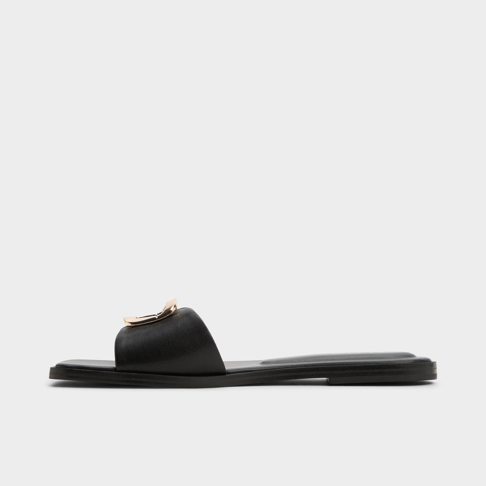 Tidella Black Women's Flats - Slide sandal