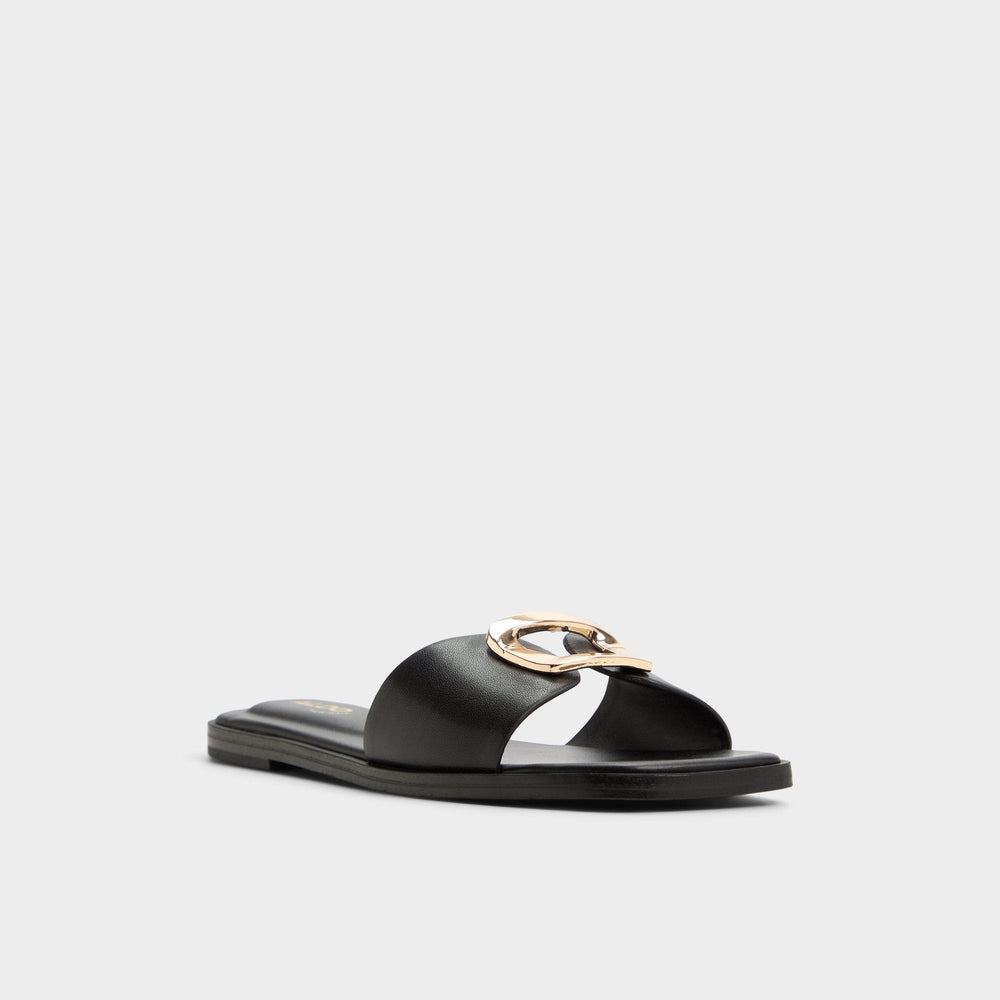Tidella Black Women's Flats - Slide sandal