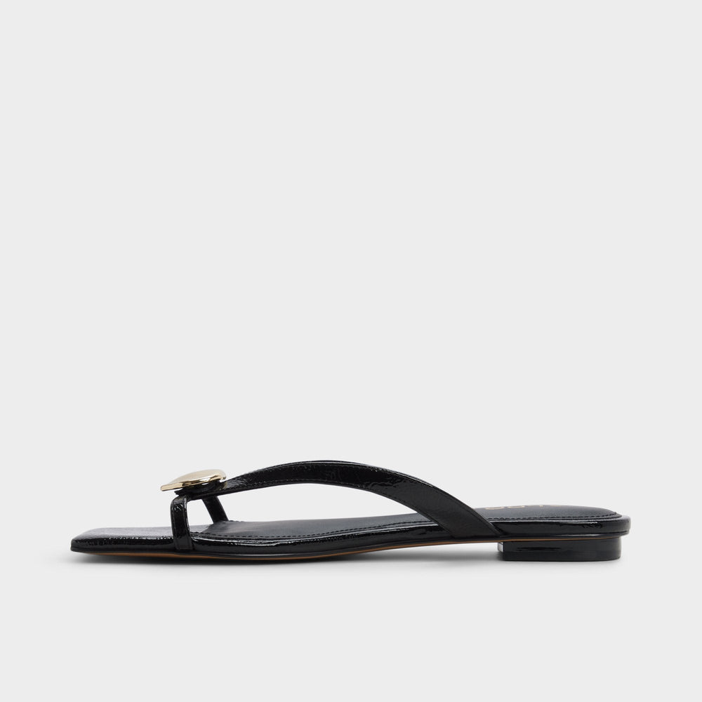 Iliria Black Women's Flats - Slide sandal