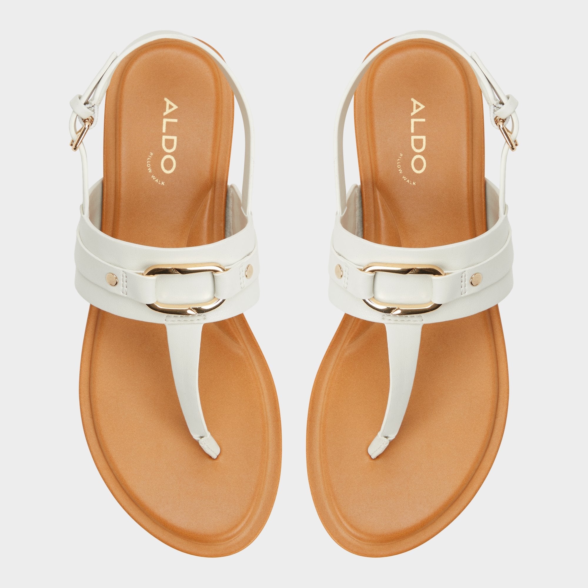 Taylen White/Bone Women's Footbed sandals - T-strap sandal