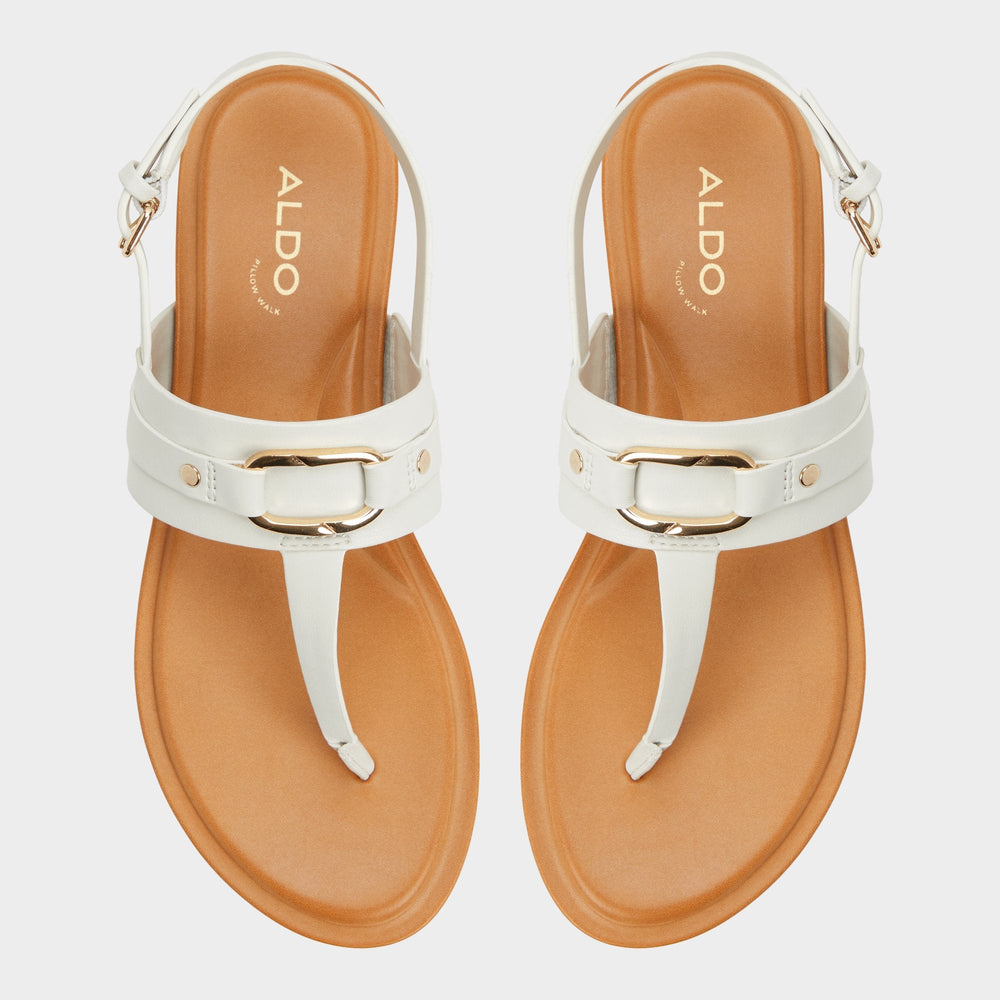 Taylen White/Bone Women's Footbed sandals - T-strap sandal