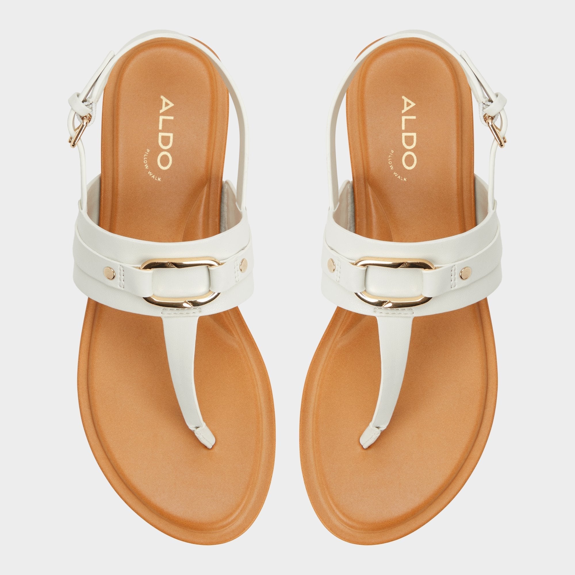 Taylen White/Bone Women's Footbed sandals - T-strap sandal