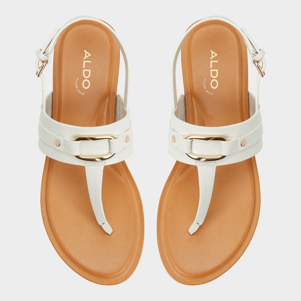 Taylen White/Bone Women's Footbed sandals - T-strap sandal