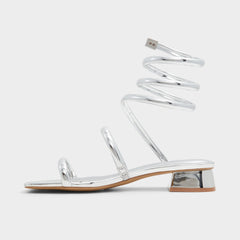Spinna in Silver - Strappy sandal Block heel