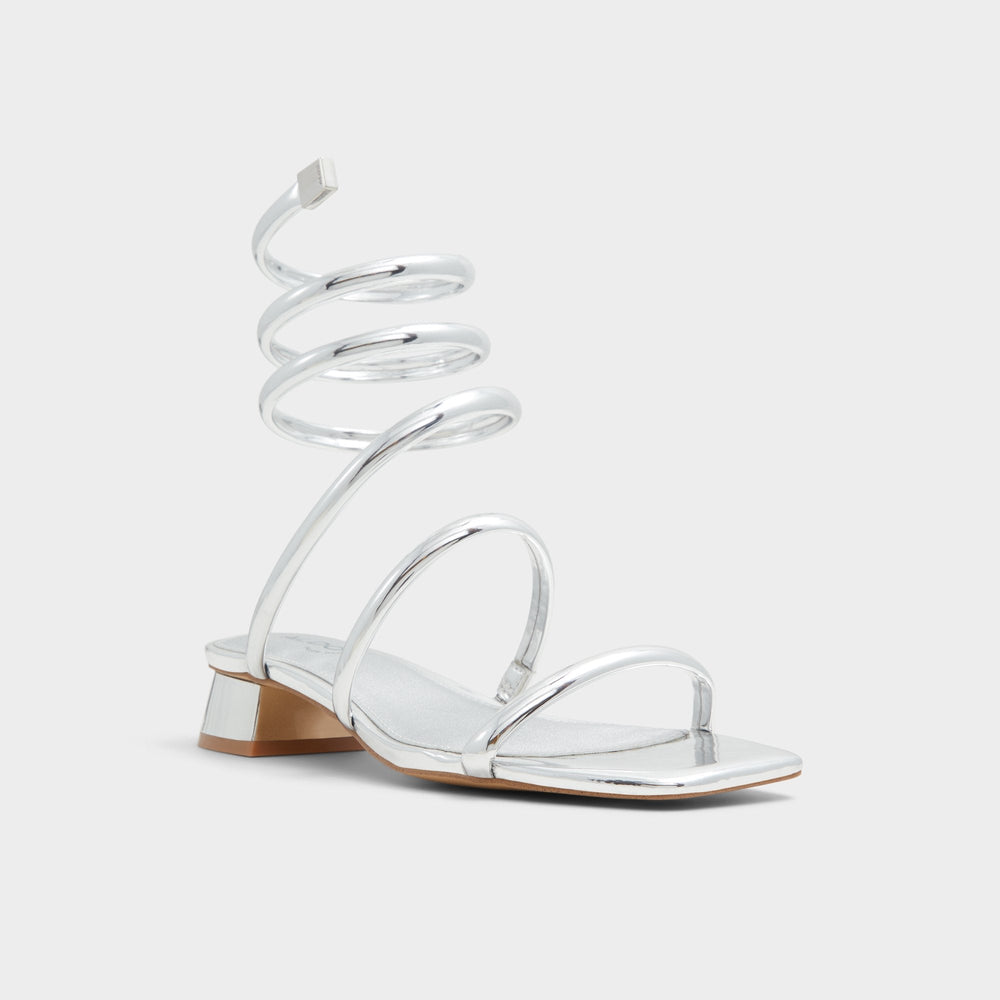 Spinna in Silver - Strappy sandal Block heel