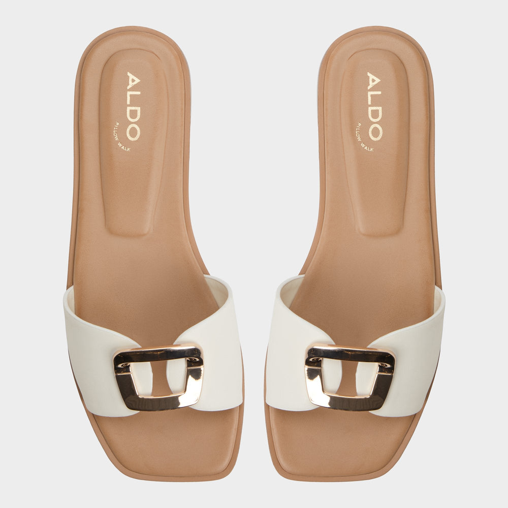 Tidella White Women's Flats - Slide sandal