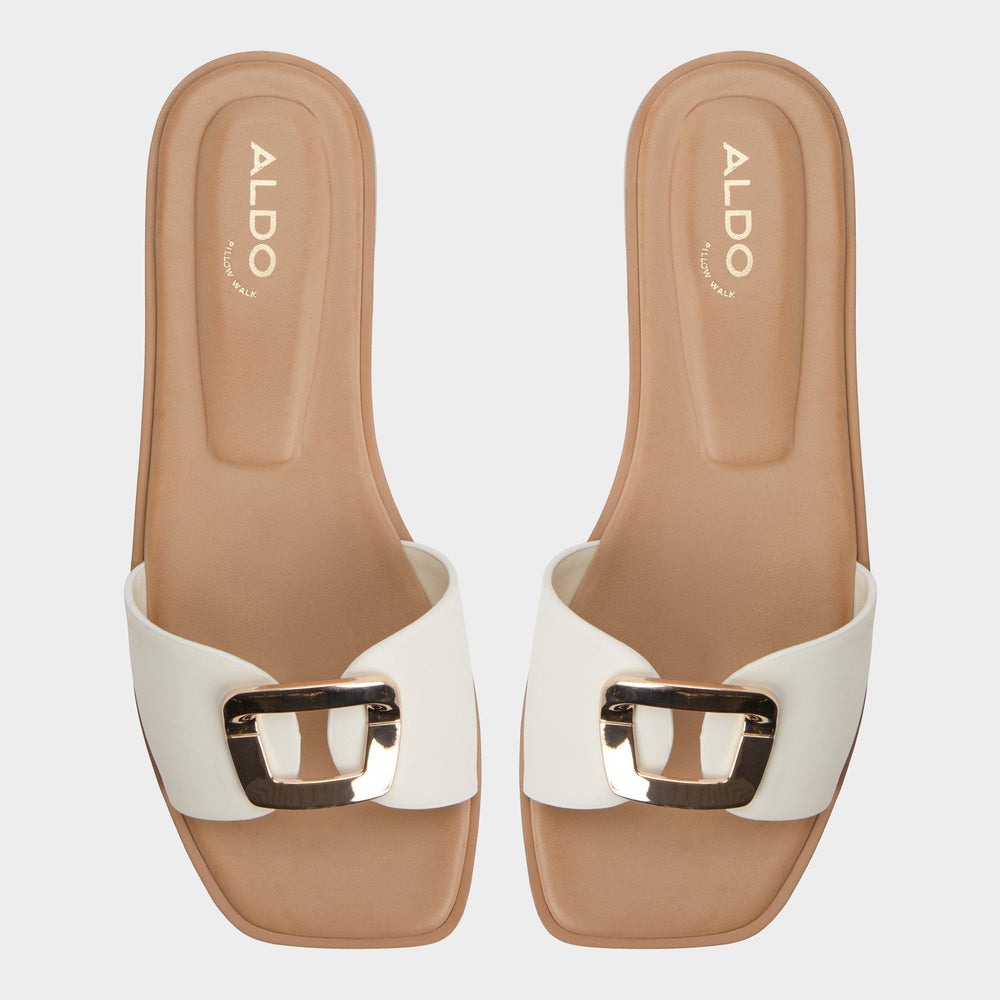 Tidella White Women's Flats - Slide sandal