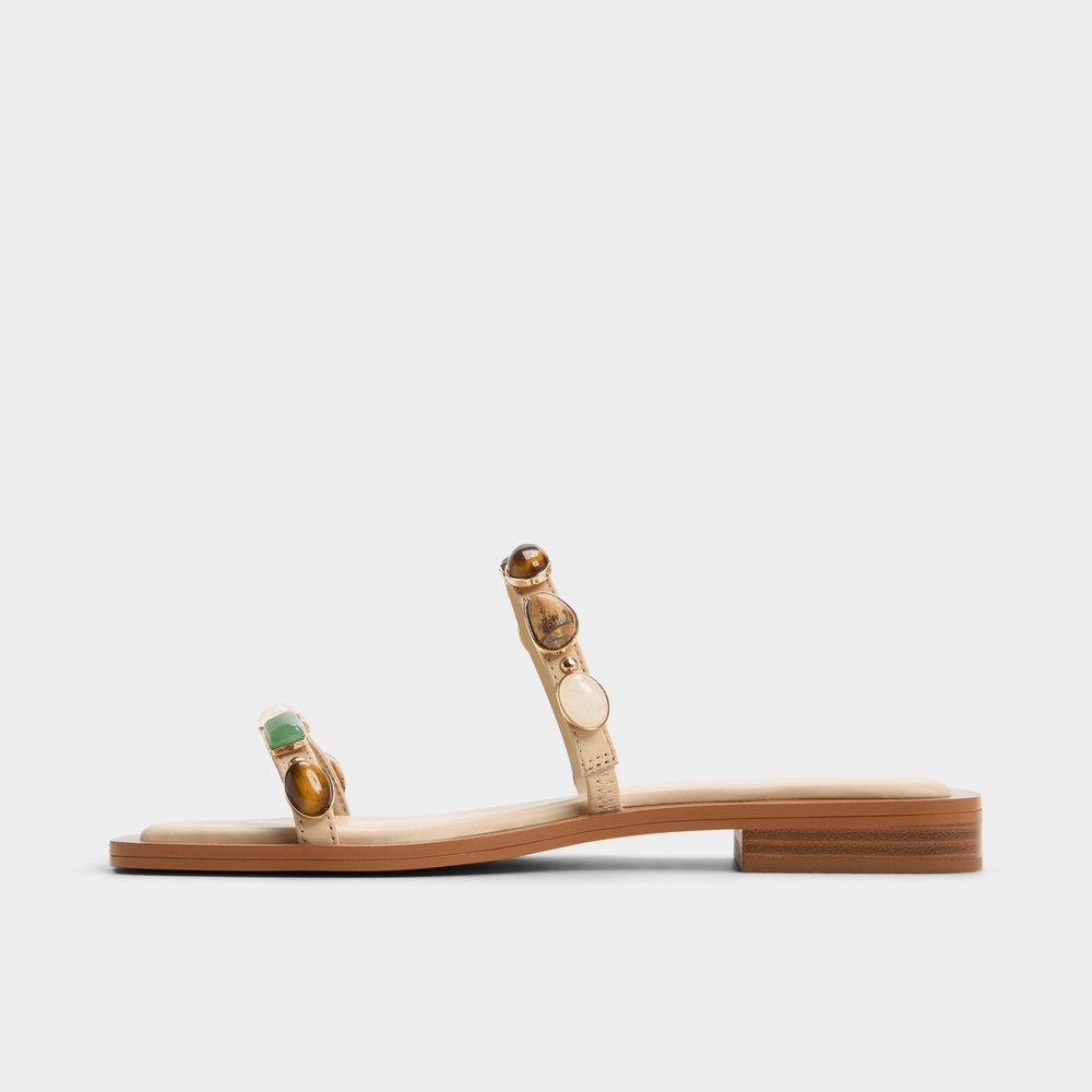 Sapphira Medium Beige Women's Flats - Strappy flat sandal