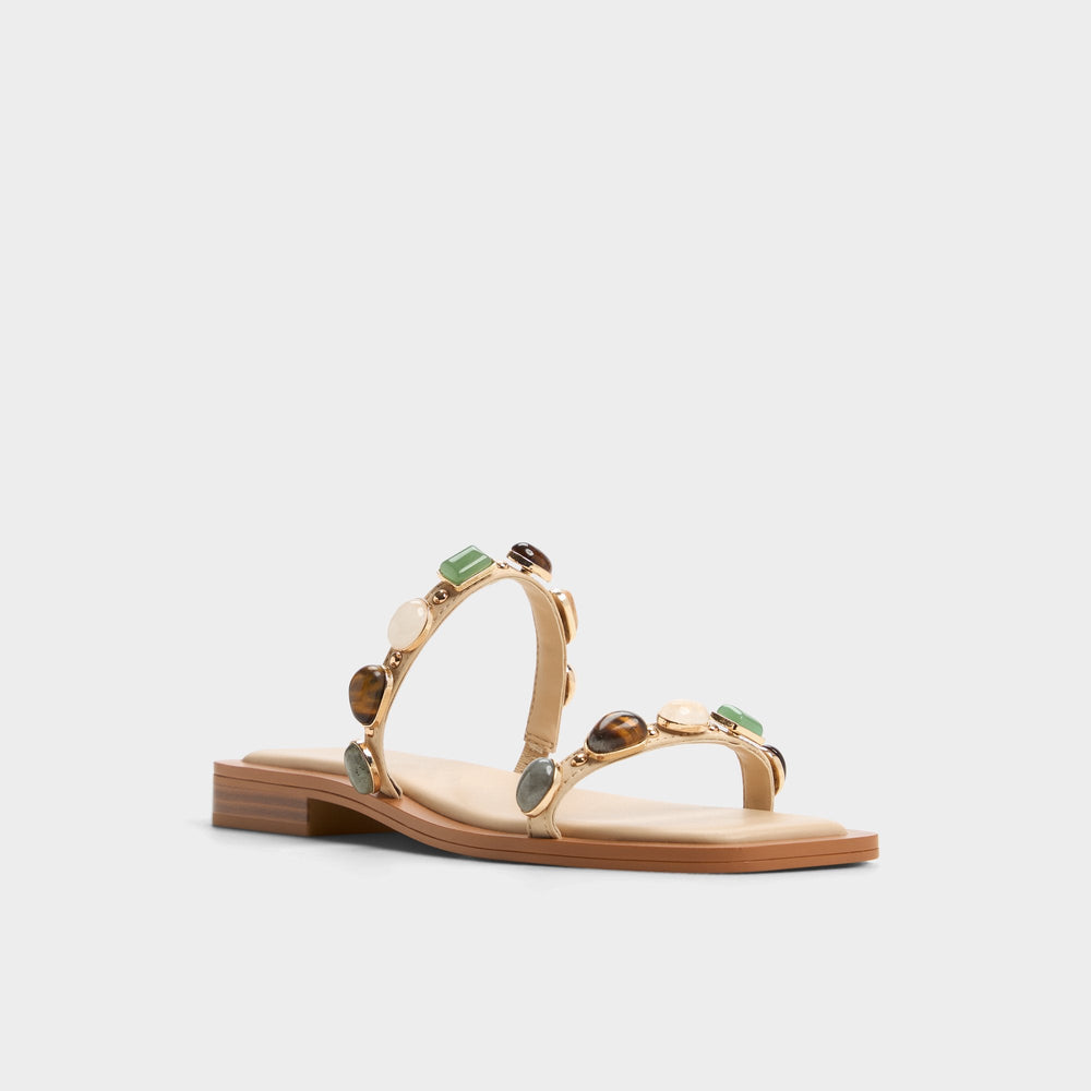 Sapphira Medium Beige Women's Flats - Strappy flat sandal