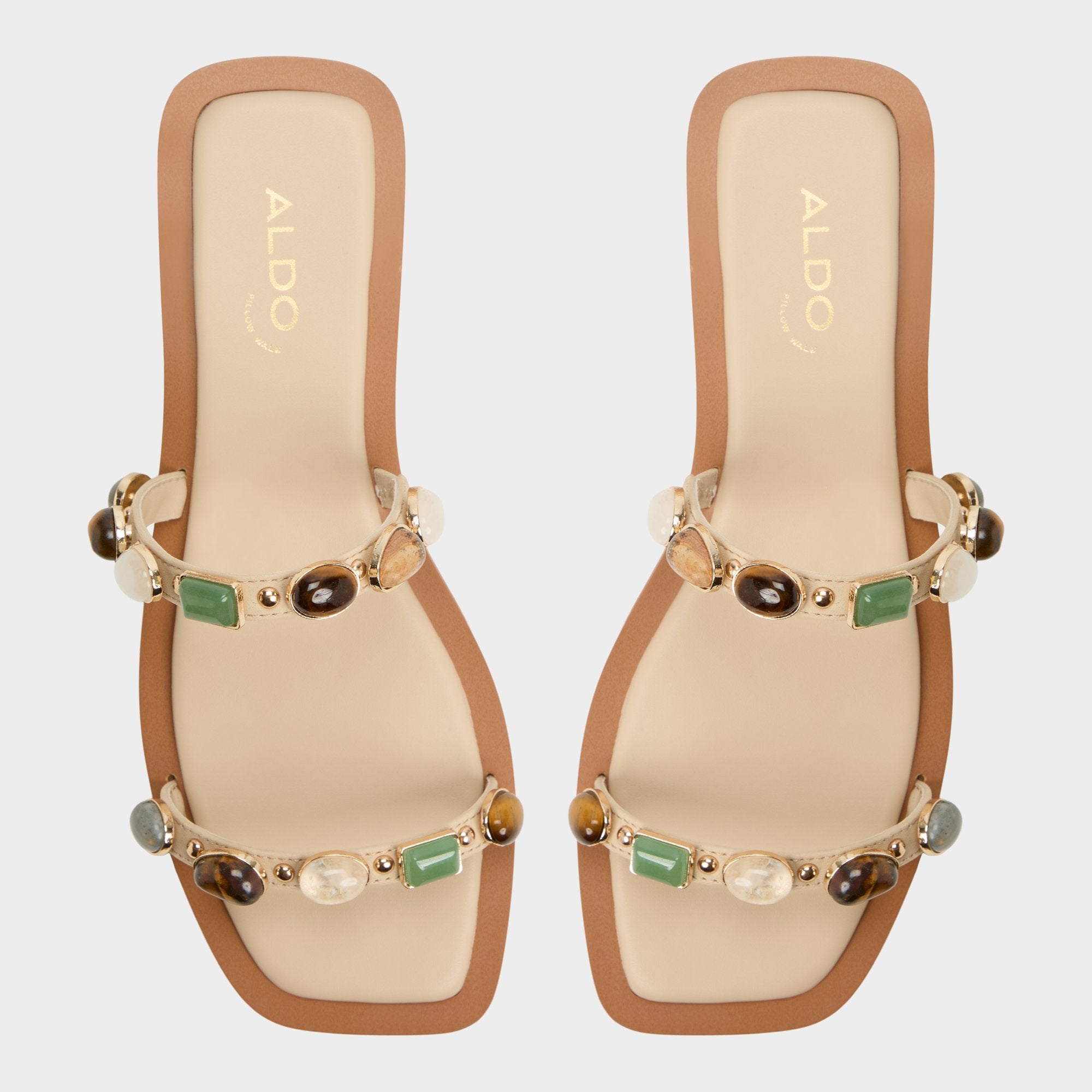 Sapphira Medium Beige Women's Flats - Strappy flat sandal