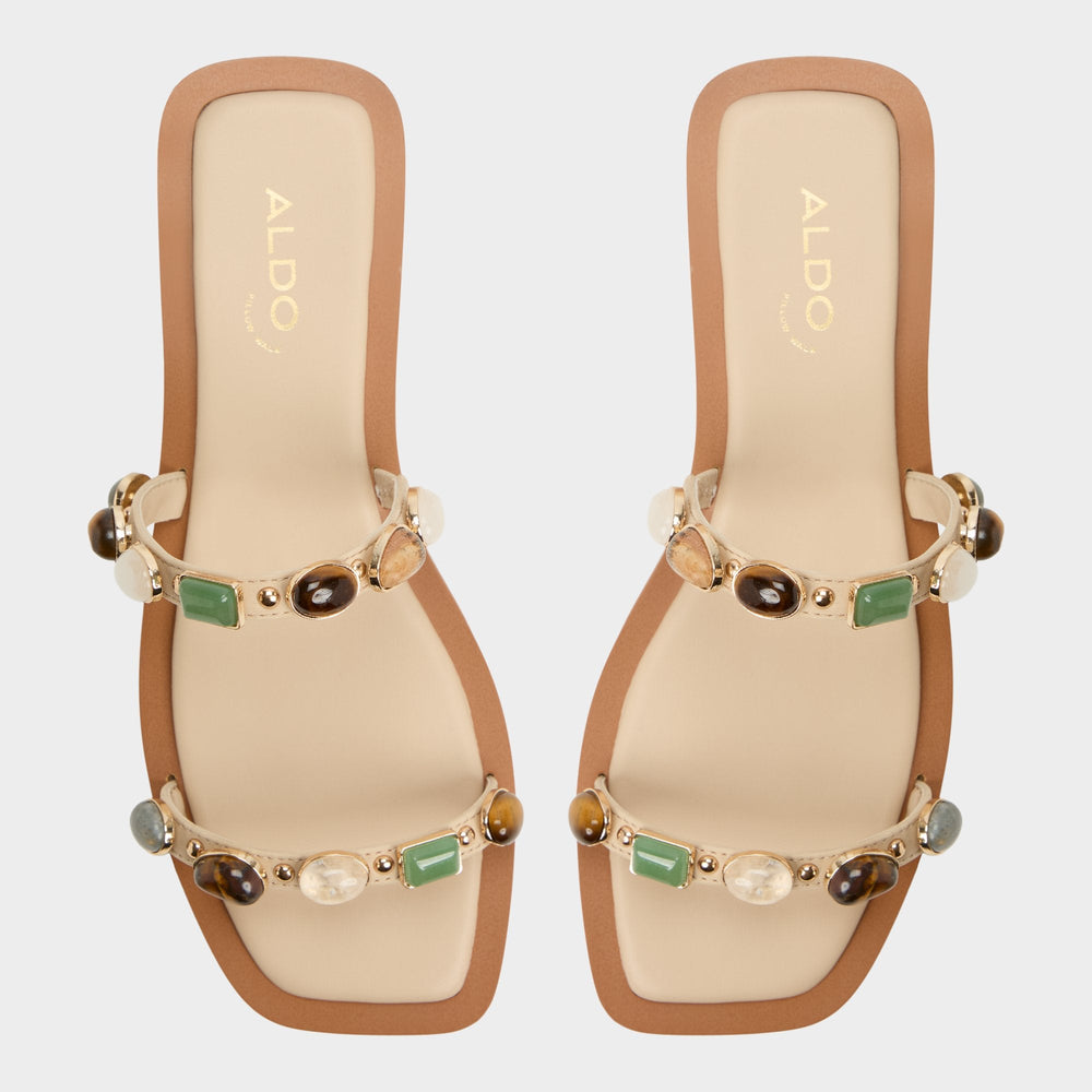 Sapphira Medium Beige Women's Flats - Strappy flat sandal