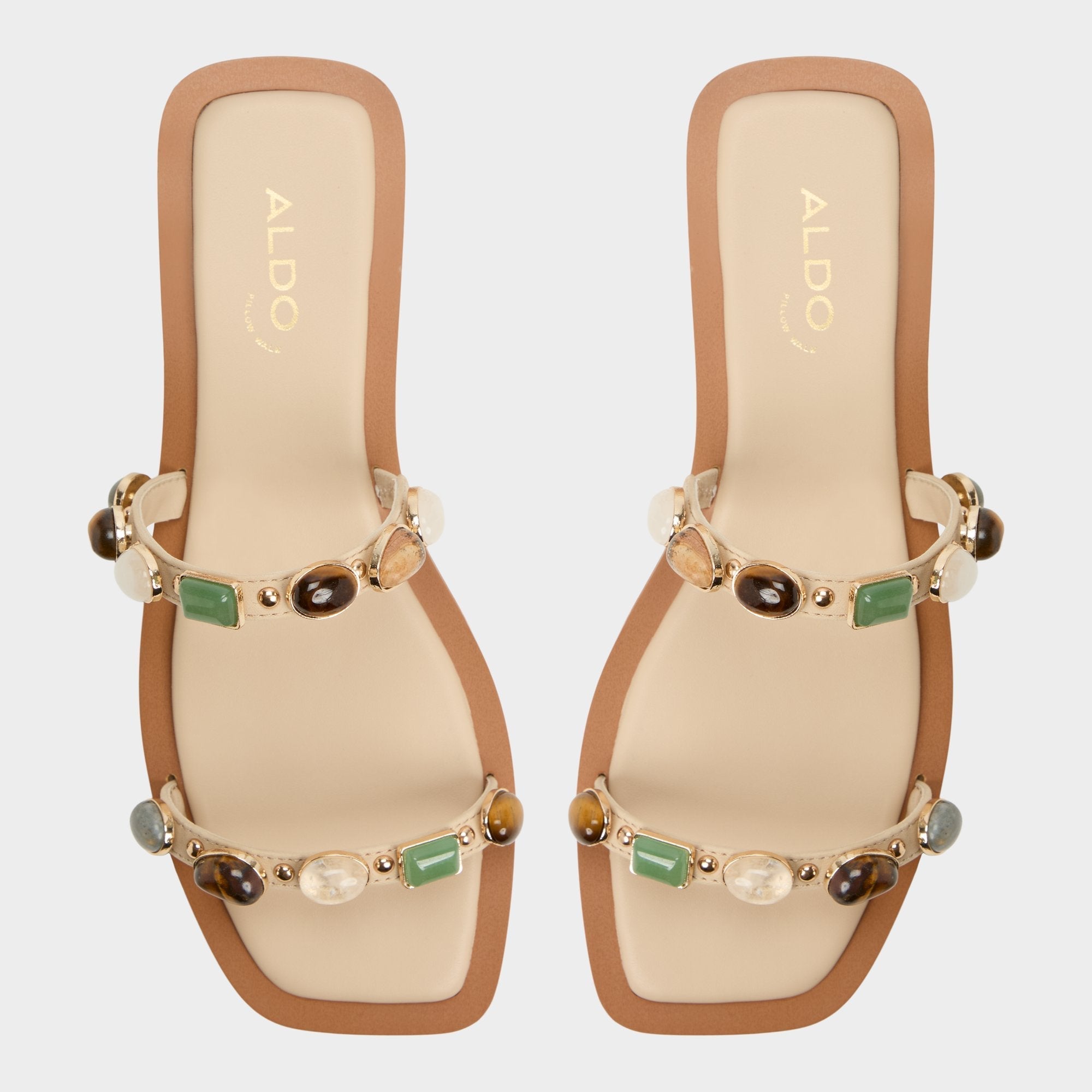 Sapphira Medium Beige Women's Flats - Strappy flat sandal