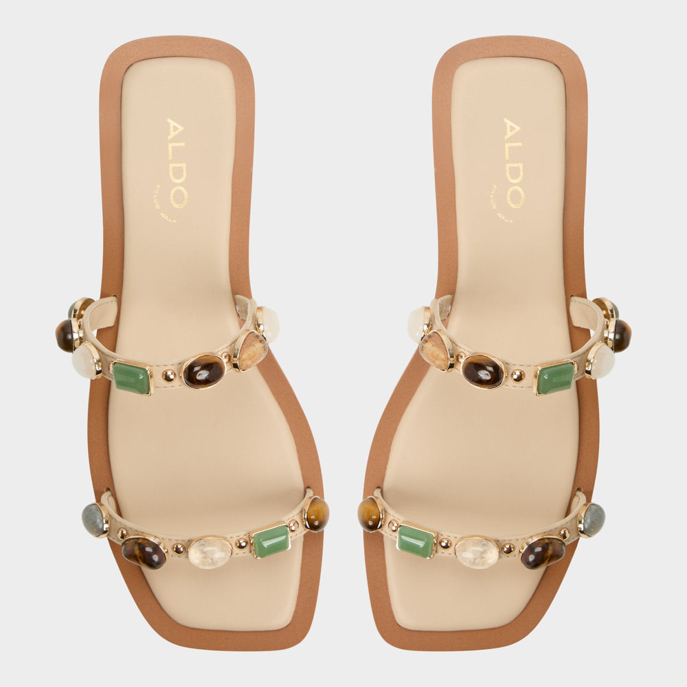 Sapphira Medium Beige Women's Flats - Strappy flat sandal