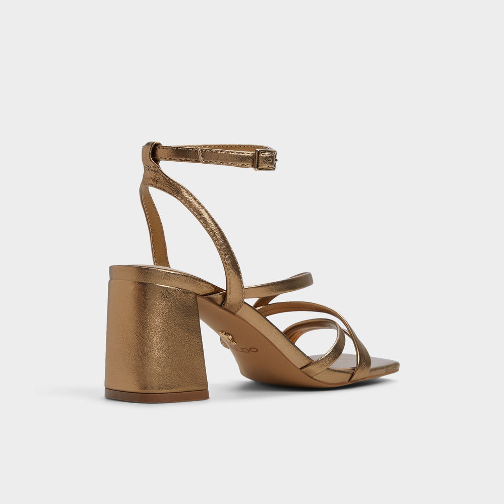 Esther Gold Women's Block heels - Strappy heeled sandal Block heel