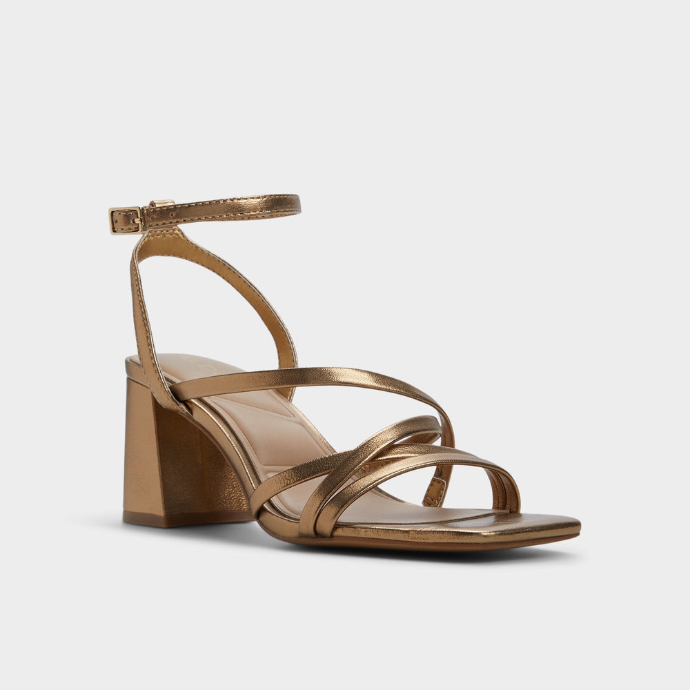 Esther Gold Women's Block heels - Strappy heeled sandal Block heel