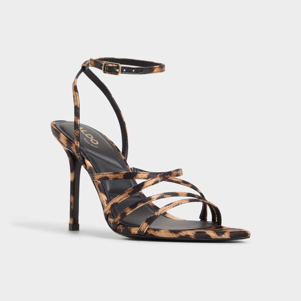 Solania Brown Multi Women's Strappy sandals - Strappy heeled sandal Stiletto heel