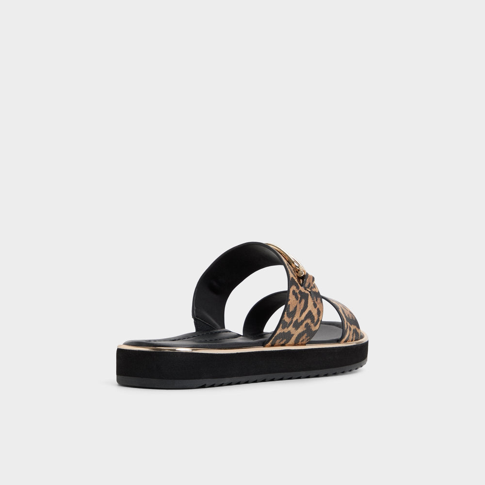 Lagoon Brown Multi Women's Flats - Strappy flat sandal Footbed sandal