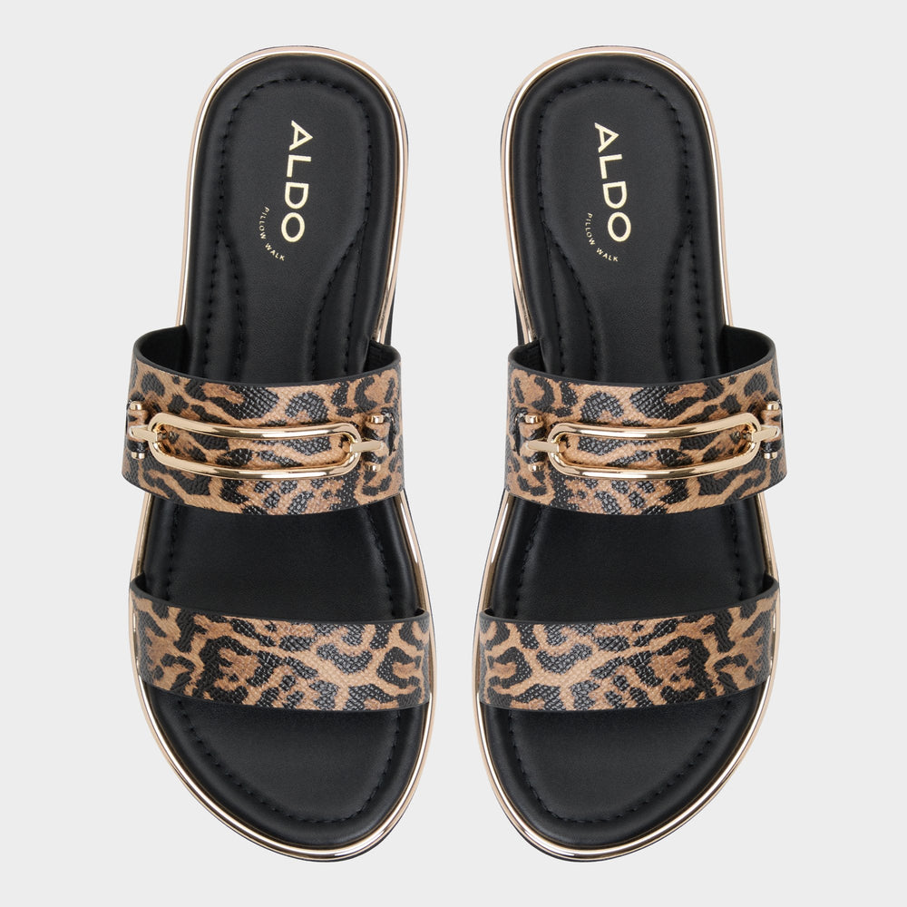 Lagoon Brown Multi Women's Flats - Strappy flat sandal Footbed sandal