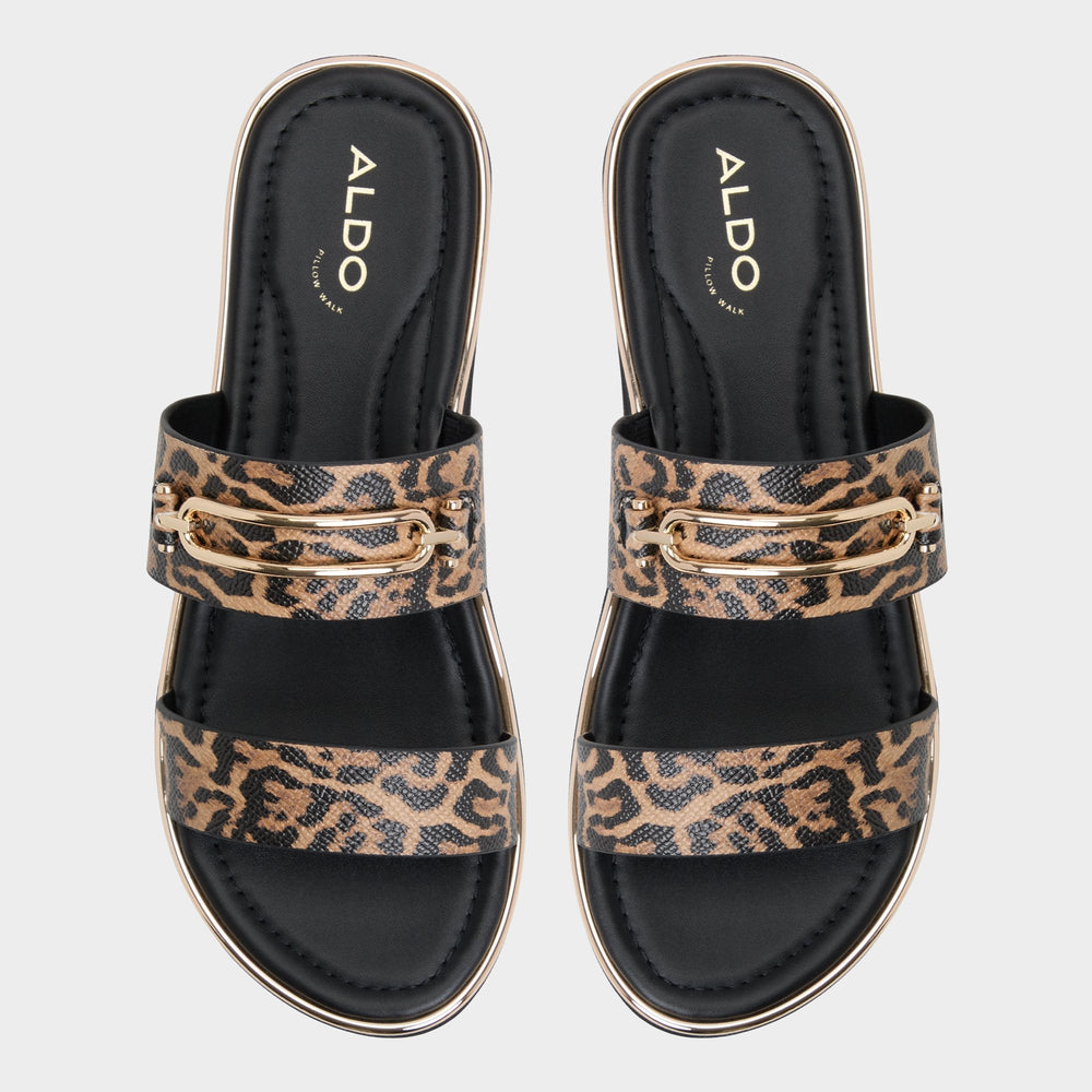 Lagoon Brown Multi Women's Flats - Strappy flat sandal Footbed sandal