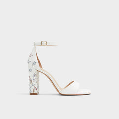 Block heel Enaegyn White Multi Women's Strappy sandals - Strappy heeled sandal