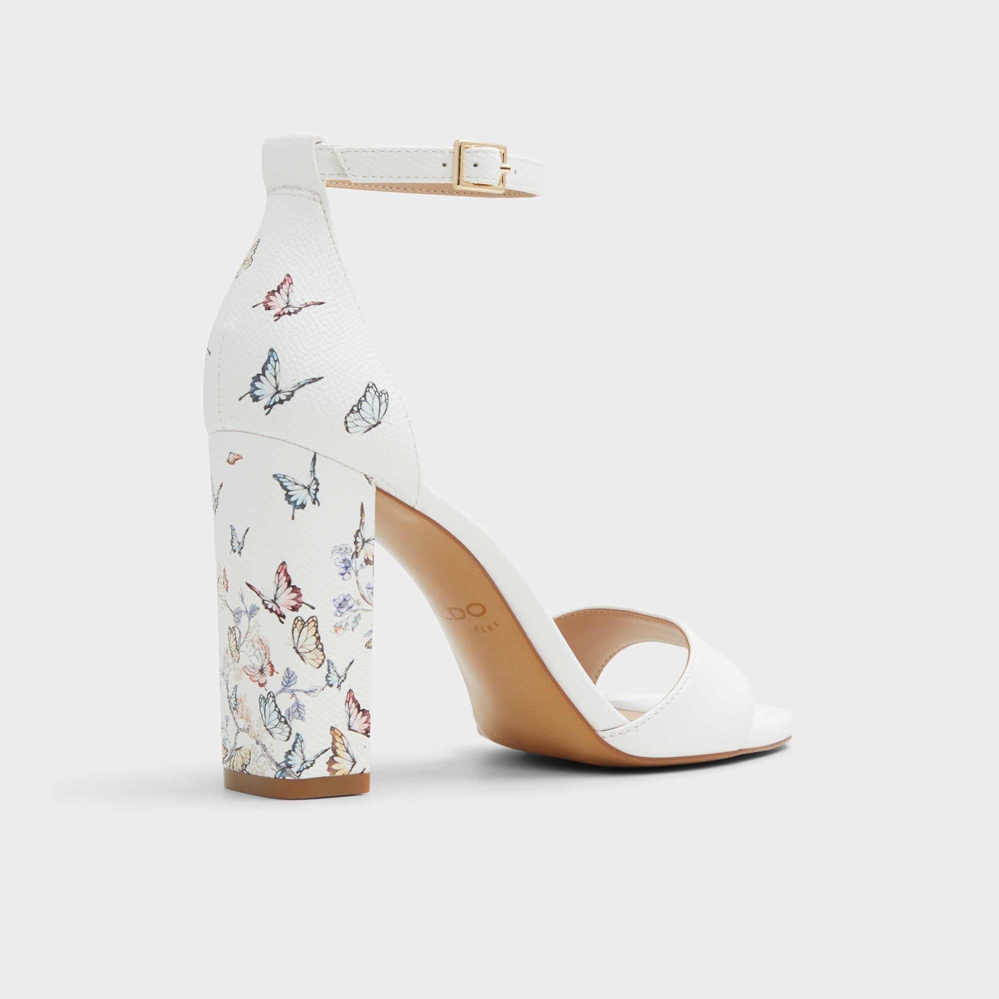 Block heel Enaegyn White Multi Women's Strappy sandals - Strappy heeled sandal
