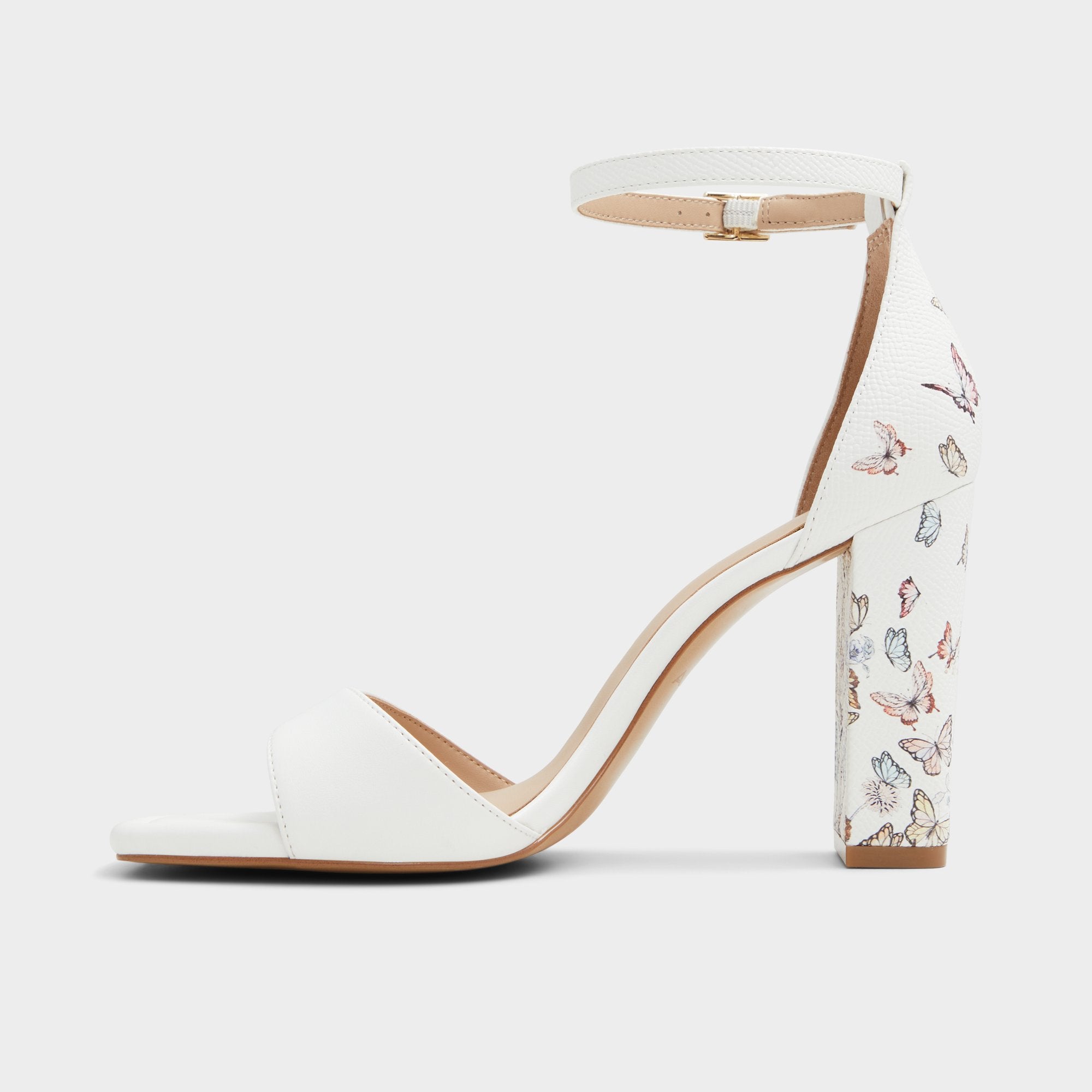 Block heel Enaegyn White Multi Women's Strappy sandals - Strappy heeled sandal