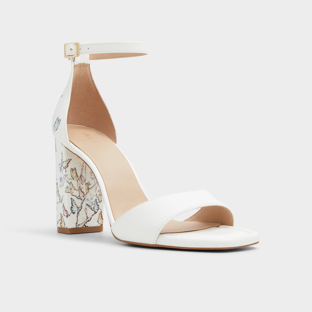 Block heel Enaegyn White Multi Women's Strappy sandals - Strappy heeled sandal